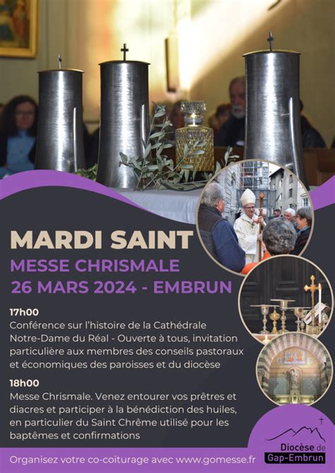 Messe Chrismale mardi Saint 26 mars 2024 à Embrun Diocèse de Gap Embrun