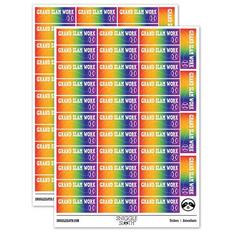 Grand Slam Work Baseball Teacher Student School Sticker Set - Rainbow