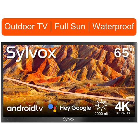 Sylvox 65 Inch 4K UHD Android Smart Outdoor TV 2000 Nits IP55 Voice