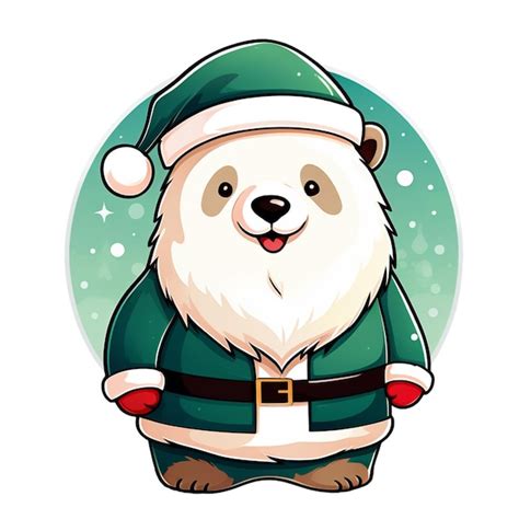 Premium Photo A Cute Polar Bear Wearing Santa Claus