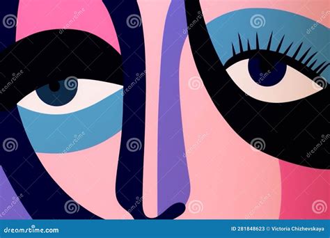 Portrait Woman Abstract Graphic Cubism Modern Poster Cubist Sport Face