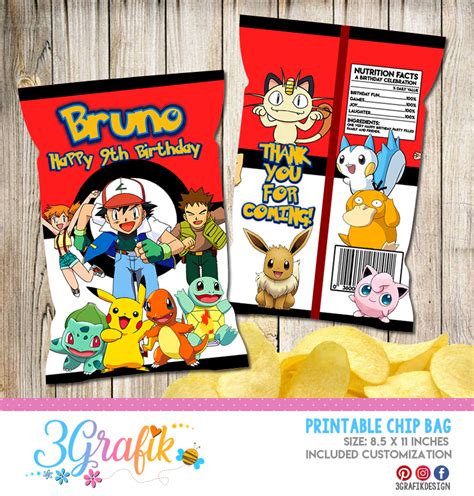 Pokemon Chip Bag Pokemon Party Pokemon Birthday