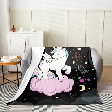 Couverture de lit pour Enfants Licorne de Dessin animé Couverture en