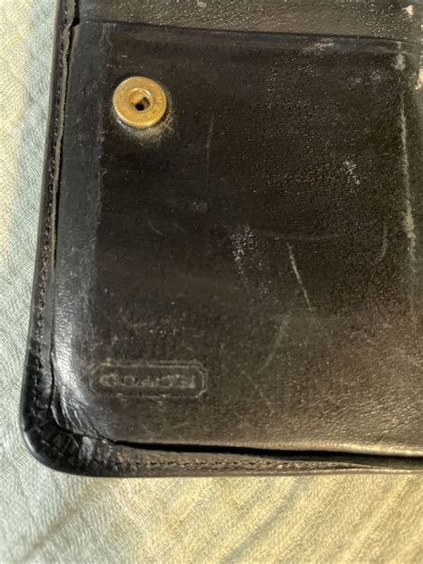 Vintage Coach Wallet Black Bifold Leather Gem