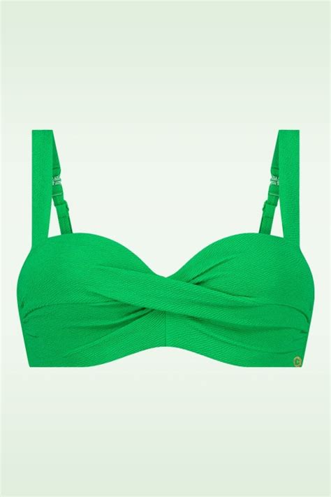 TC Beach Twisted Bikini Top In Bright Green Relief Shop At Topvintage