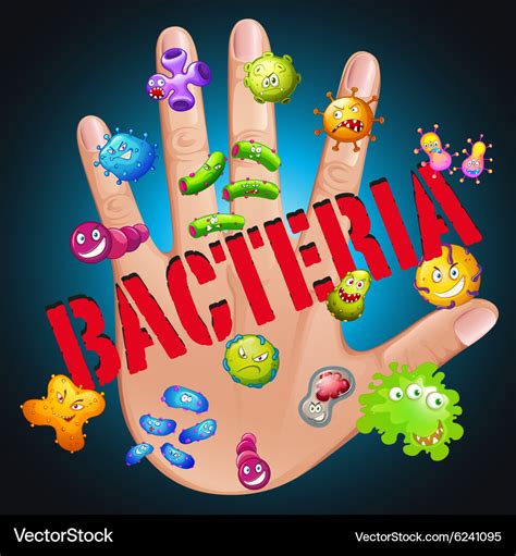 Bacteria in human hand Royalty Free Vector Image