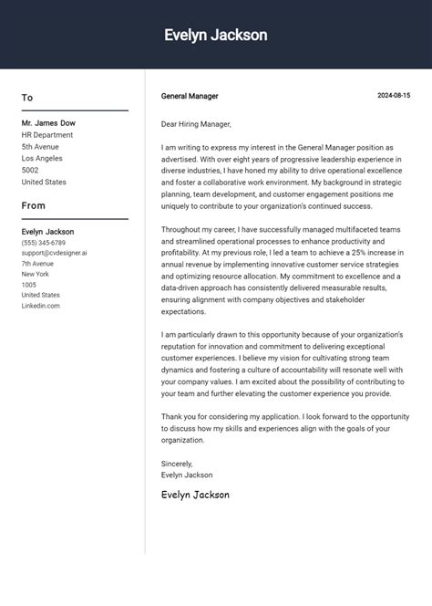 General Manager Cover Letter Example For 2024 Free Templates Cvdesigner Ai