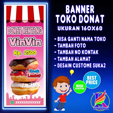 Spanduk Banner Backdrop Donat Banner Toko Makanan Donat Spanduk Donat