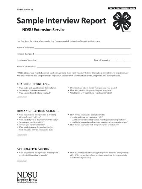 Fillable Online Ndsu Sample Interview Report Fax Email Print PdfFiller