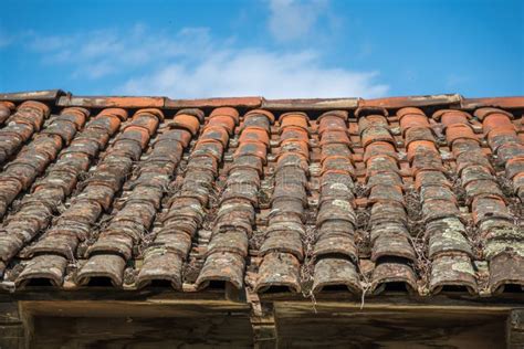 Red Brick Tile Roof Texture Useful As A Background Stock Photo Image