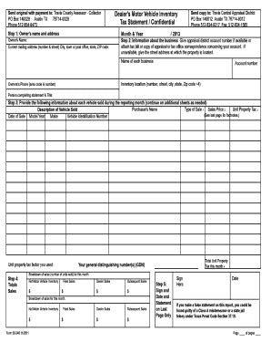 Dealer S Motor Vehicle Inventory Tax Statement Confidential