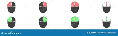 Computer Mouse Icons Vector Left And Right Click Vector Icons Set Of