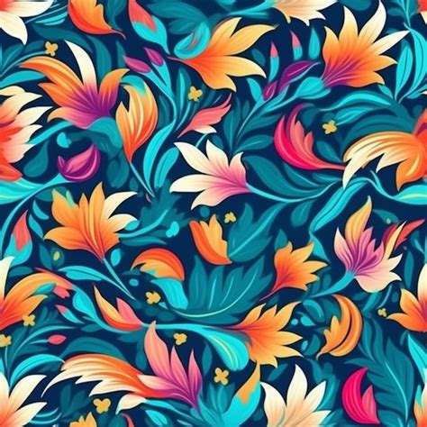 Premium Photo | A colorful floral pattern with a floral background.