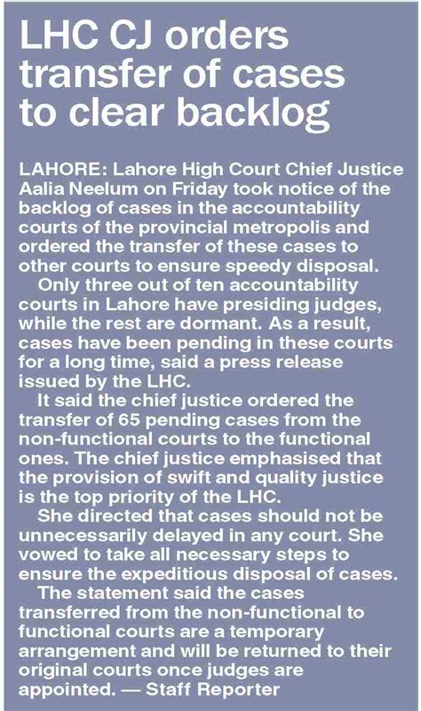 Dawn EPaper Jul 20 2024 LHC CJ Orders Transfer Of Cases To Clear