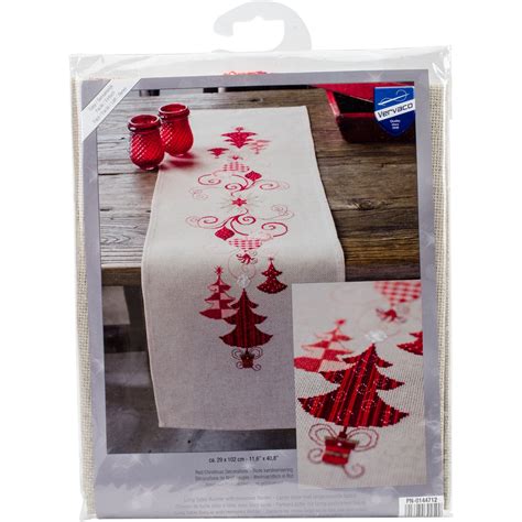 Vervaco Counted Cross Stitch Table Runner Kit X Red Christmas