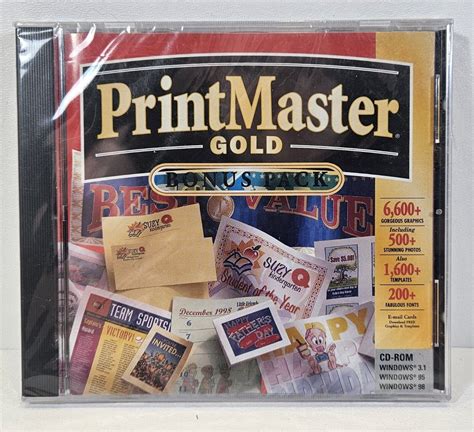 Printmaster Gold Bonus Pack Pc Cd Rom Windows 319598 New Sealed Ebay