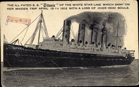 Ansichtskarte Postkarte Dampfer Titanic White Star Line Manuskript