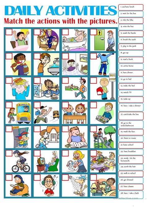 Daily Activities Worksheet Free Esl Printable Worksheets Made By