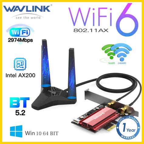 Wavlink AX Bộ Chuyển Đổi WiFi PCIe 6 3000Mbps Với Bluetooth5 1 Dành Cho