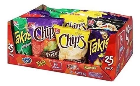 Barcel Surtido Botanas 25pz Chips Takis Fuego Karameladas Envío gratis