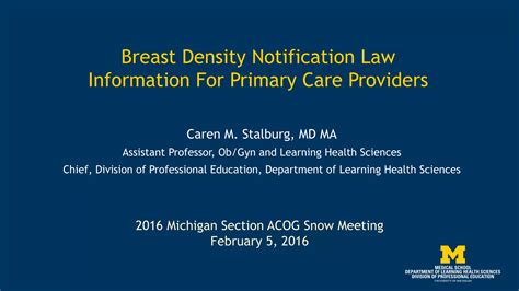 Breast Density Notification Law Information For Primary Care Providers