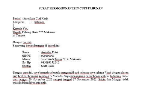 16 Contoh Surat Cuti Kerja Tahunan Nikah And Melahirkan Contoh Surat