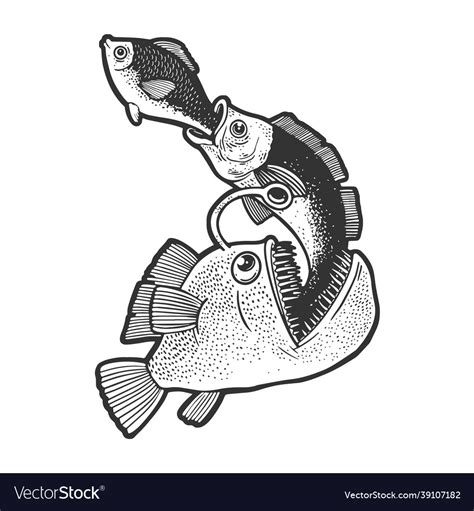 Big fish eat small sketch Royalty Free Vector Image