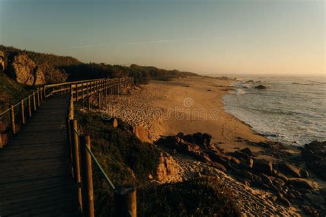 Pilgrimage Way at the Sunset, Camino Portuguese, Portugal Stock Image ...