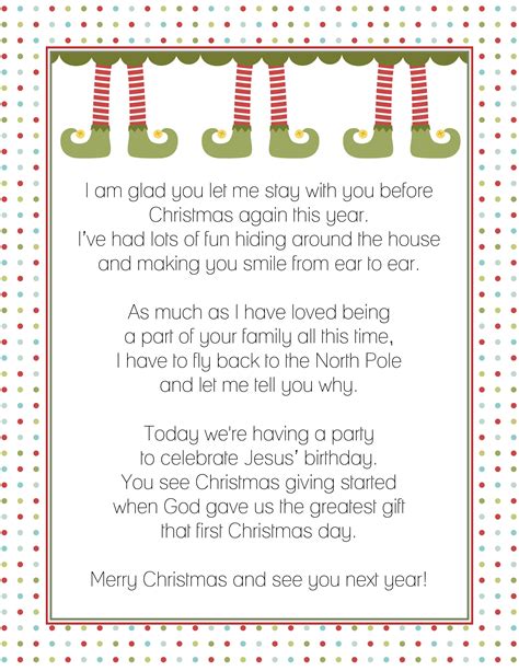 Printable Elf Goodbye Letter