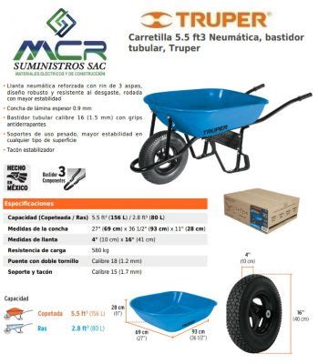 Carretilla Ft L Con Llanta Neumatica Reforzada Kg Truper