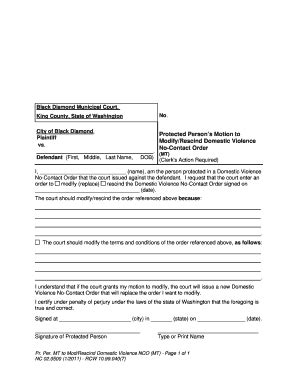 Fillable Online Motion To Modify Rescind No Contact Order City Of