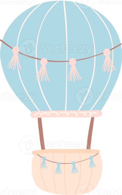 Baby Shower Boy Blue Hot Air Balloon PNG