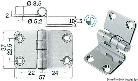 Cerniera Inox 57x37x15 Mm 38 441 56 Osculati Cerniere