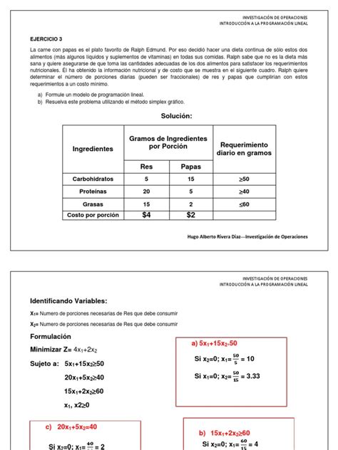 Ejercicios Programacion Lineal Resueltos Pdf Pdf Programación Lineal La Investigación De