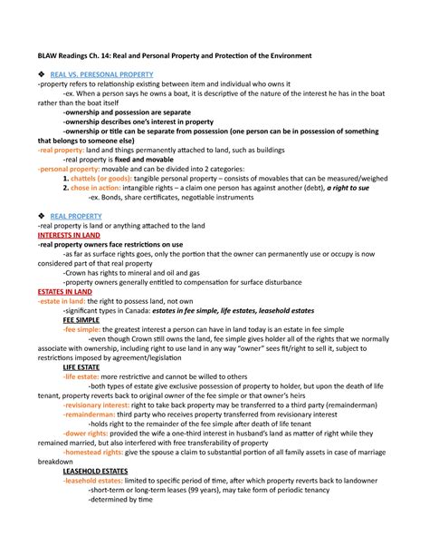 Blaw Readings Ch 14 Textbook Reading Notes Chapter 14 Business Law In Canada Eleventh