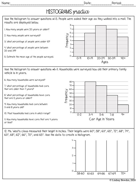 Histograms Notes And Worksheets Lindsay Bowden