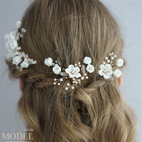 Frische Braut Wei E Blume Zweig Bl Tter Perle Kristall Hochzeit