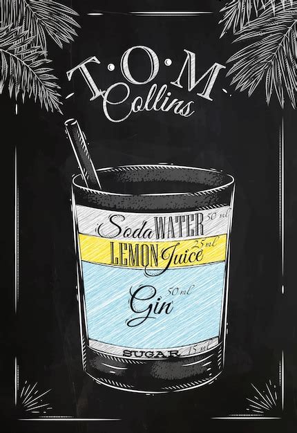 Premium Vector Tom Collins Cocktail Chalk