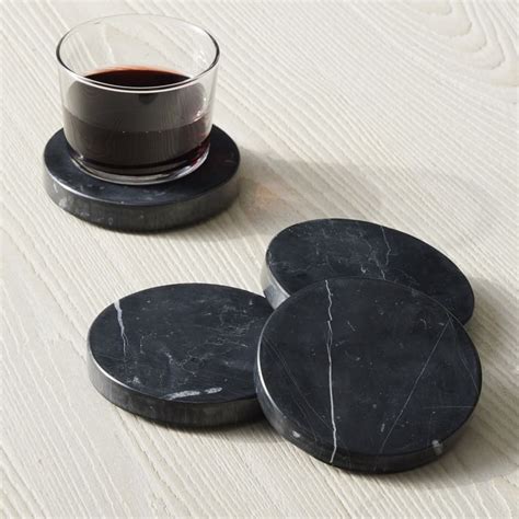 Black Marble Round Coasters Set Of West Elm