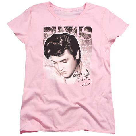 Elvis Presley Star Light Womens T Shirt Pink