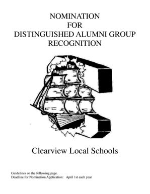 Fillable Online NOMINATION FOR DISTINGUISHED ALUMNI GROUP RECOGNITION