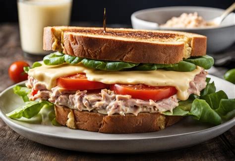 Premium AI Image | A tuna melt sandwich with cheese tomato