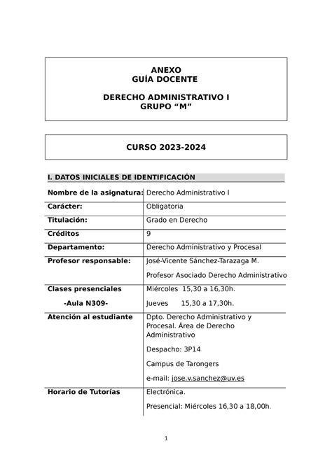 Anexo Guia Docente Anexo Gu A Docente Derecho Administrativo I