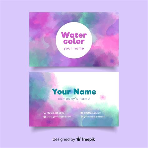 Free Vector Watercolor Stains Business Card Template