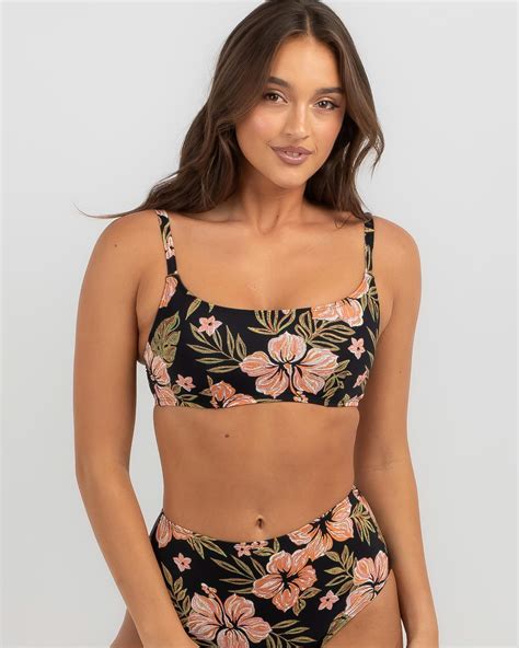 Shop Billabong Hooked On Tropics Mia DD Bikini Top In Black Fast