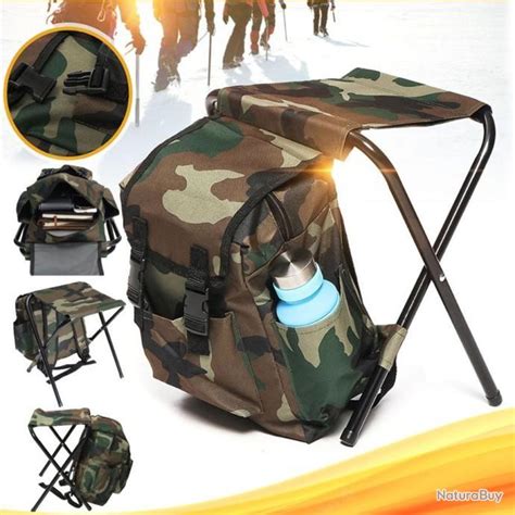 Sac à Dos 3 en 1 avec Siège Chaise Pliante Intégré Camping Rando Pêche