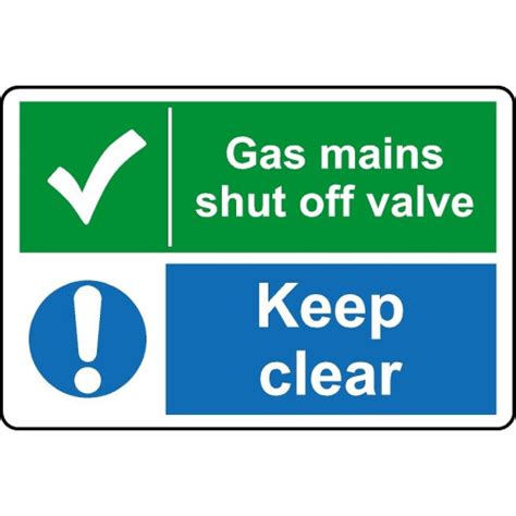 Gas Mains Shut Off Valve Keep Clear Safety Sign Mm Aluminium Sign