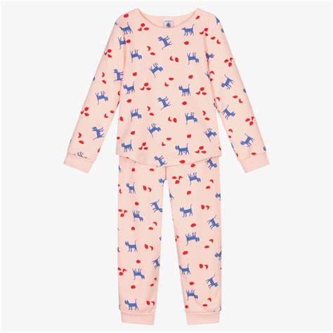 Petit Bateau - Girls Pink Cotton Pyjamas | Childrensalon