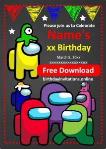 Among Us Birthday Invitations Birthday Invitations