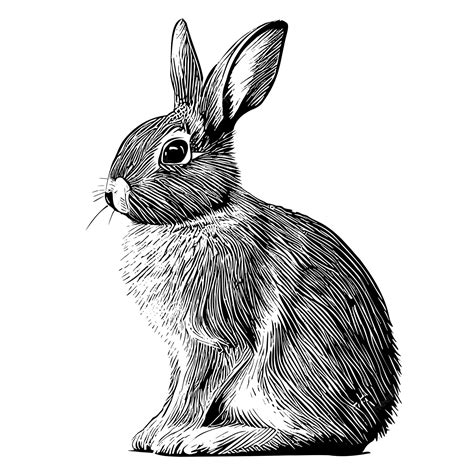 Premium Vector | Sitting rabbit isolated on white background hand drawn ...